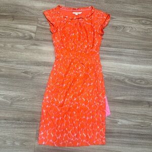 Boden Orange Patterned Midi Dress